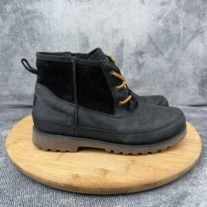 UGG 1094574K Boots Boys Size 4 Black Suede Shearling Zip Winter Lined Casual